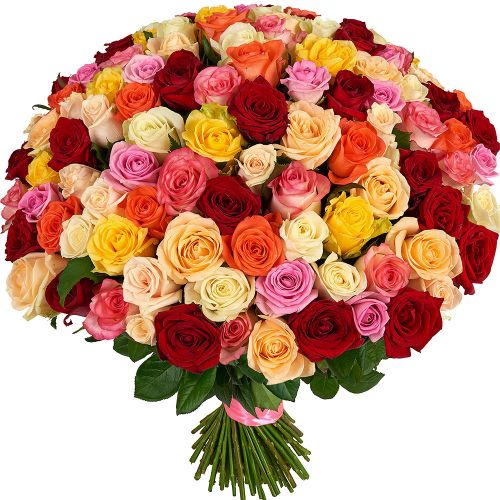 Букет из 101-ой разноцветной розы с доставкой по Цигломени