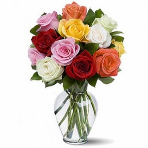 11 разноцветных роз с доставкой по Цигломени