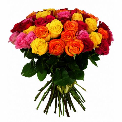 Купить с доставкой 41-ну разноцветную розу по Цигломени